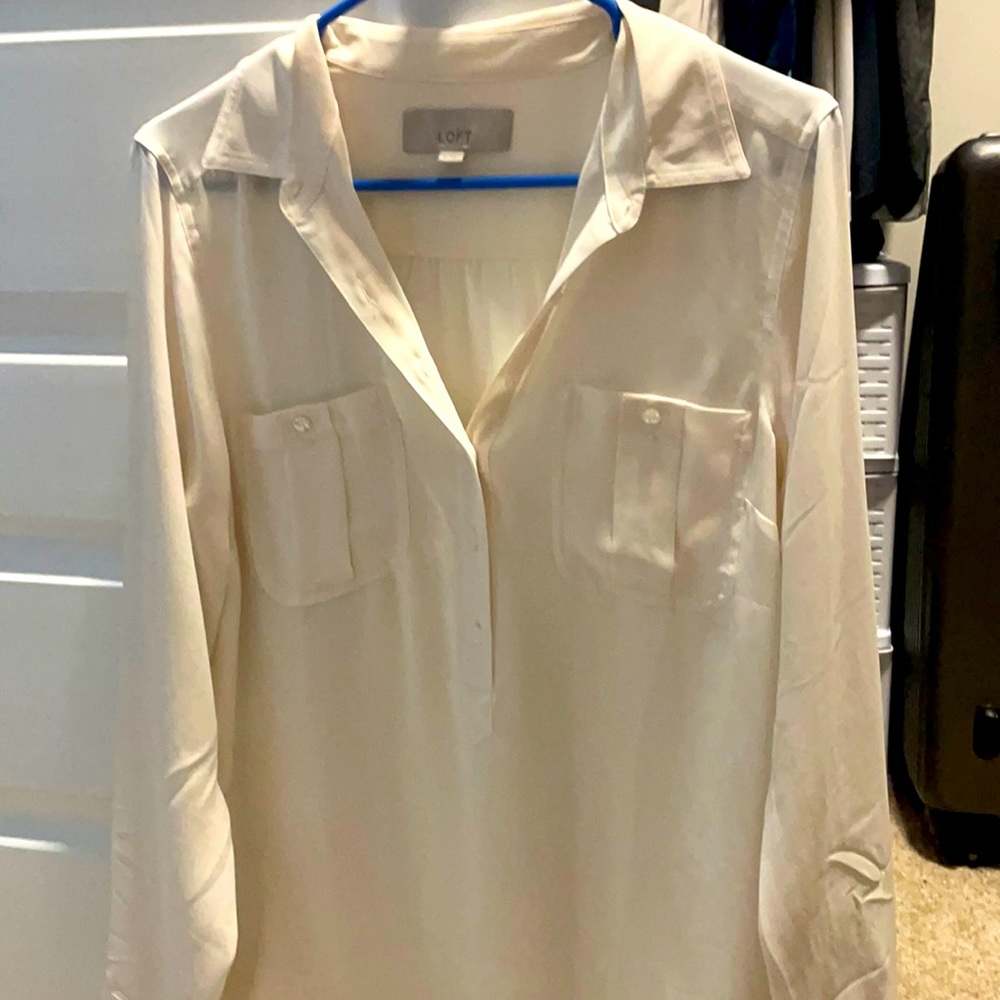 Loft Cream Blouse with buttons and pockets